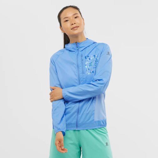 Light Blue Salomon Bonatti Cross Wind Women's Shell Jackets | PH 97146B